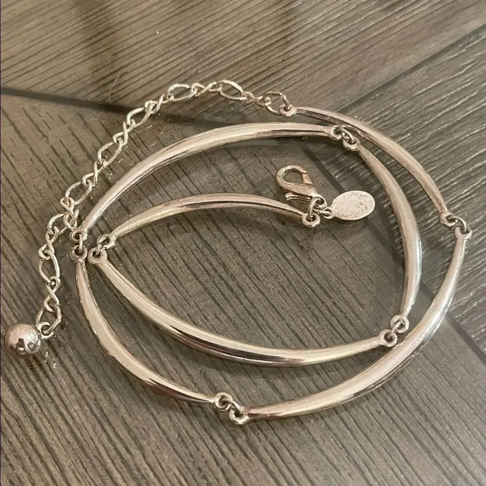 Premier Designs Curved Bar Link Necklace Silver-tone Women's Necklace Scalloped